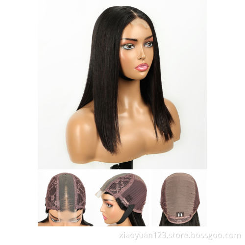 May queen Cheap Human Hair Wig Straight Short Bob Lace Front Wig 100% Virgin Brazilian Hair Transparent Wigs For Black Women